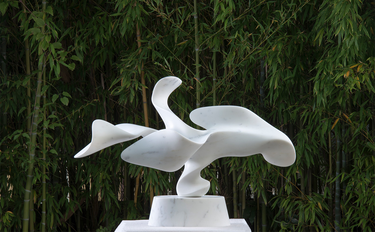 abstract white marble sculpture by Richard Erdman