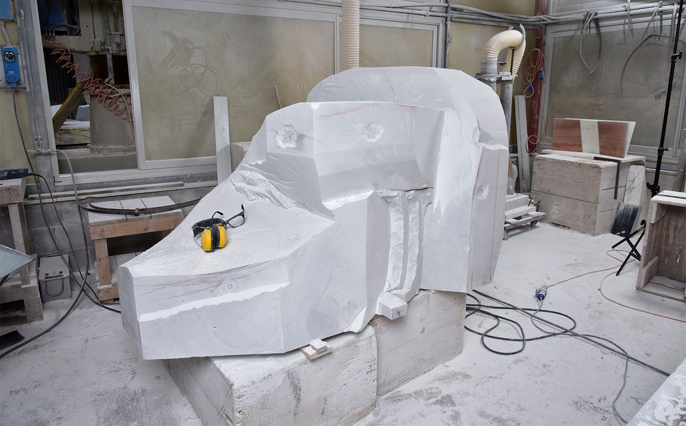 Richard Erdman modern sculpture marble studio process