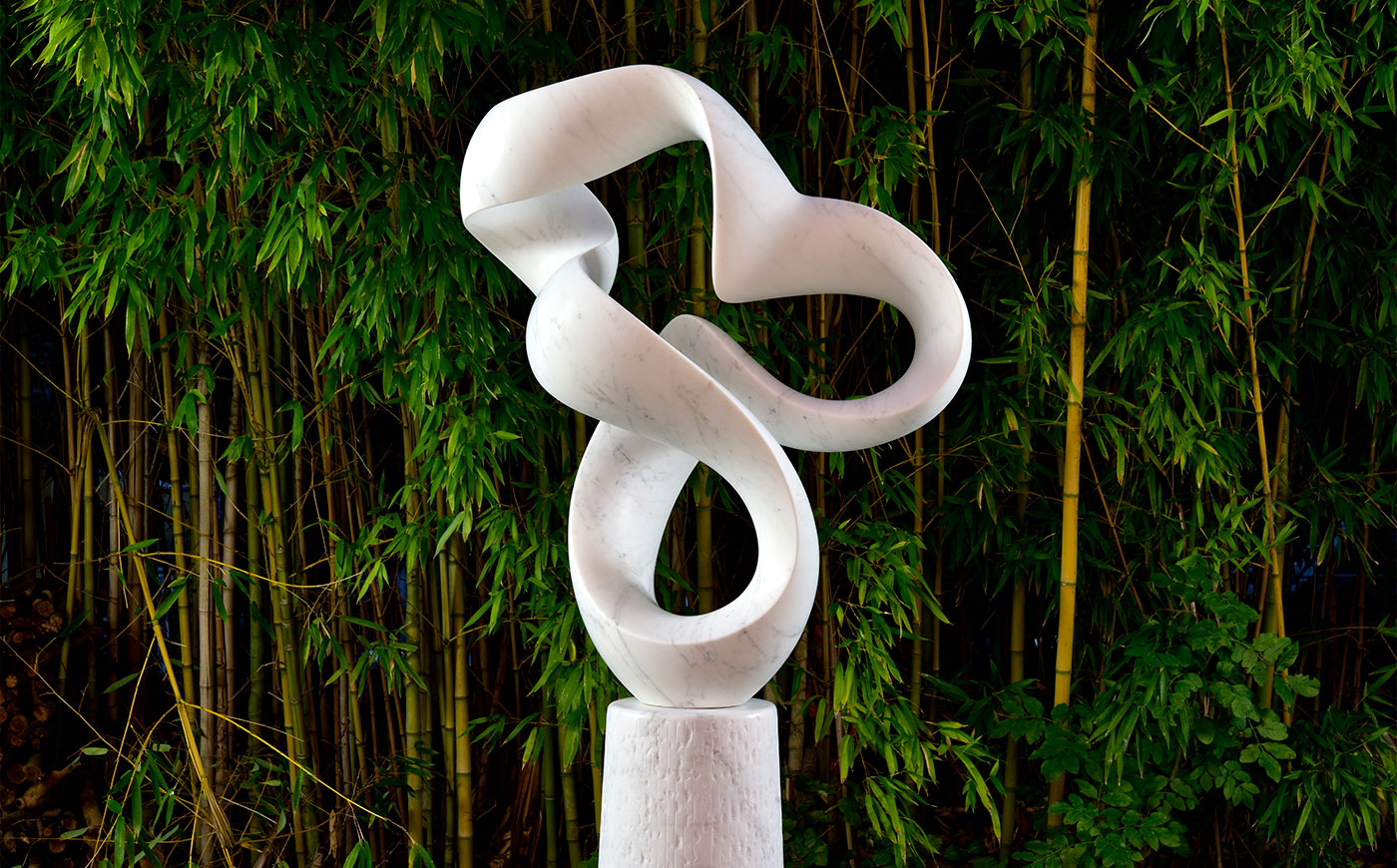 modern abstract fluid stone sculpture marble