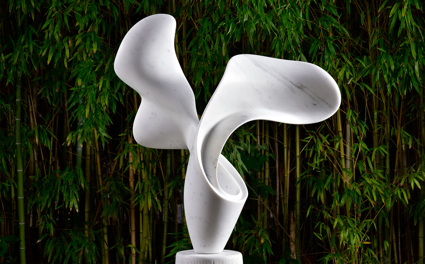 modern abstract fluid sculpture carrara marble