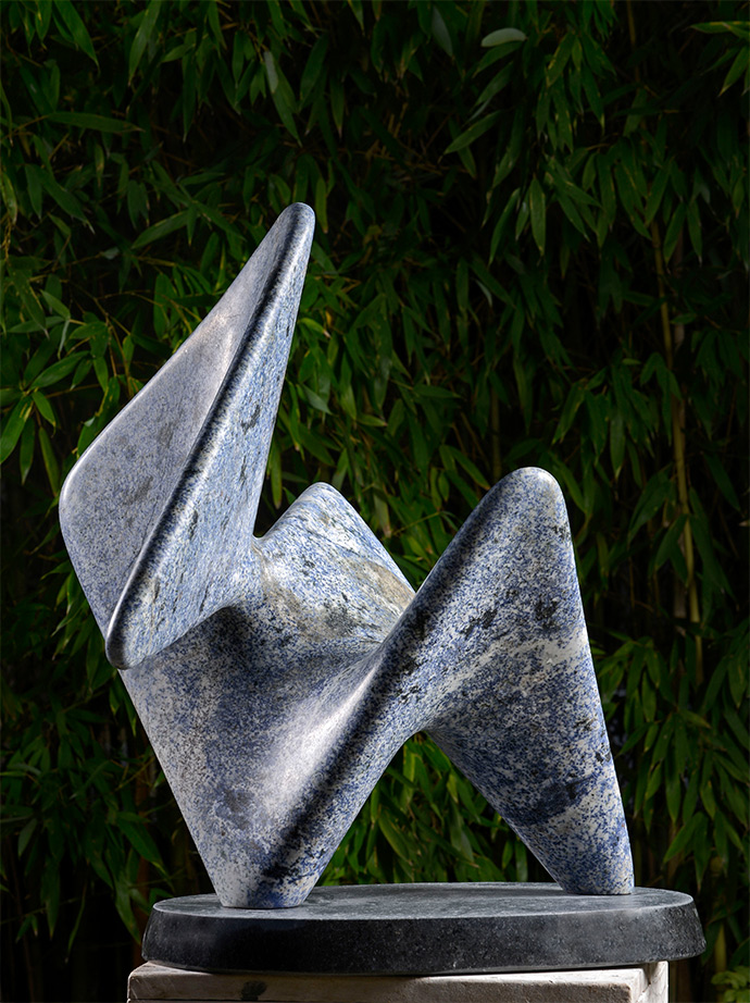 abstract modern blue granite sculpture