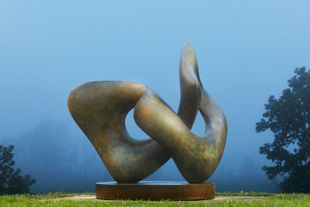 large abstract modern bronze sculpture