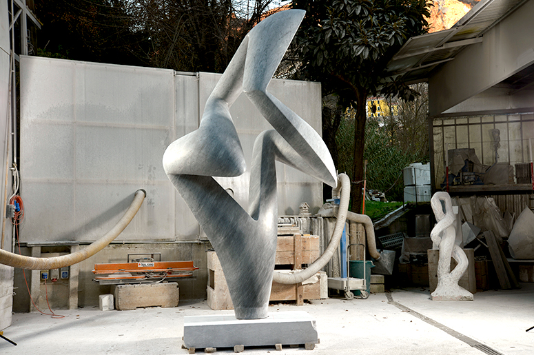 large abstract modern stone sculpture