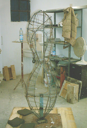 metal armature forms the skeleton of Belladonna